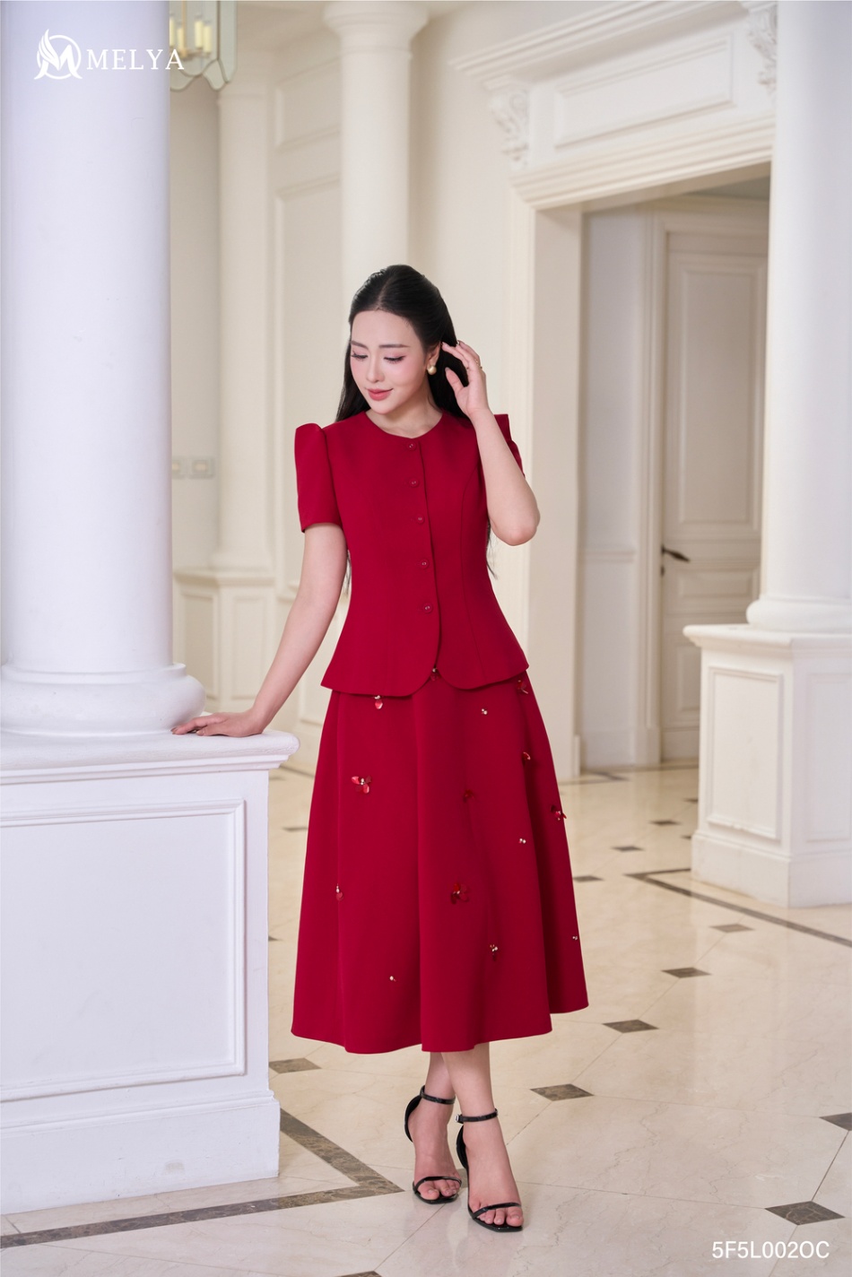 Sét bộ - Áo kiểu & chân váy xòe - Ruby Set - Đỏ