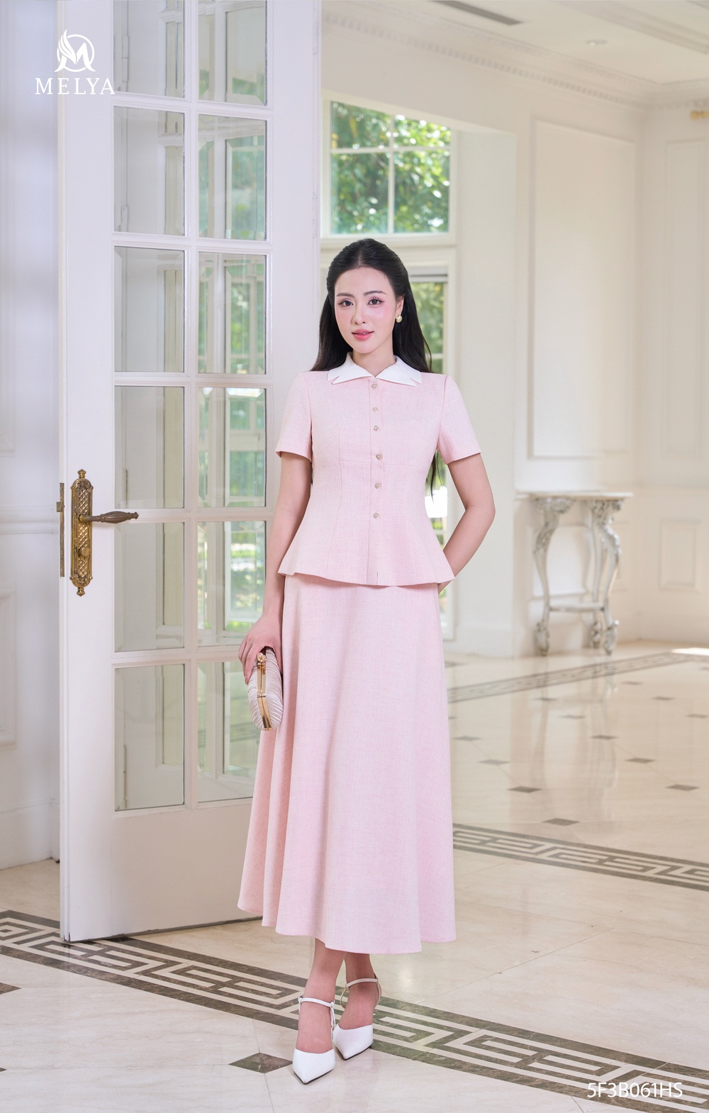 Set bộ - Rosé Charm - Áo kiểu & chân váy xòe - Hồng