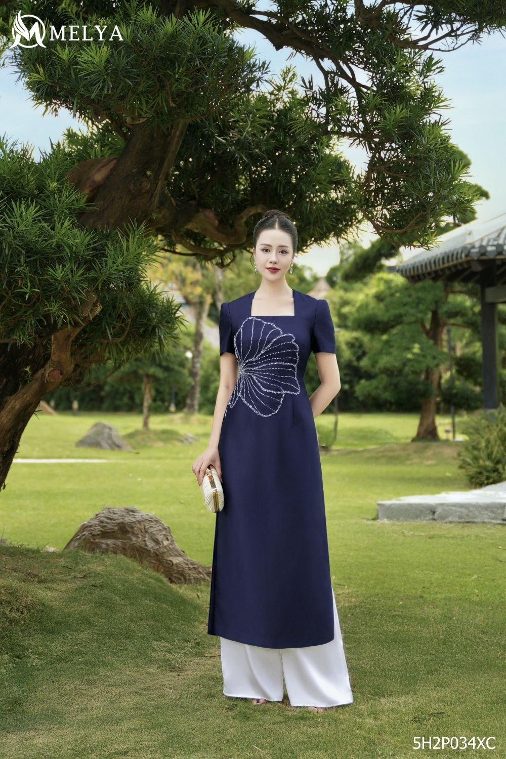 Áo dài - Lan ngọc - Xanh tím than