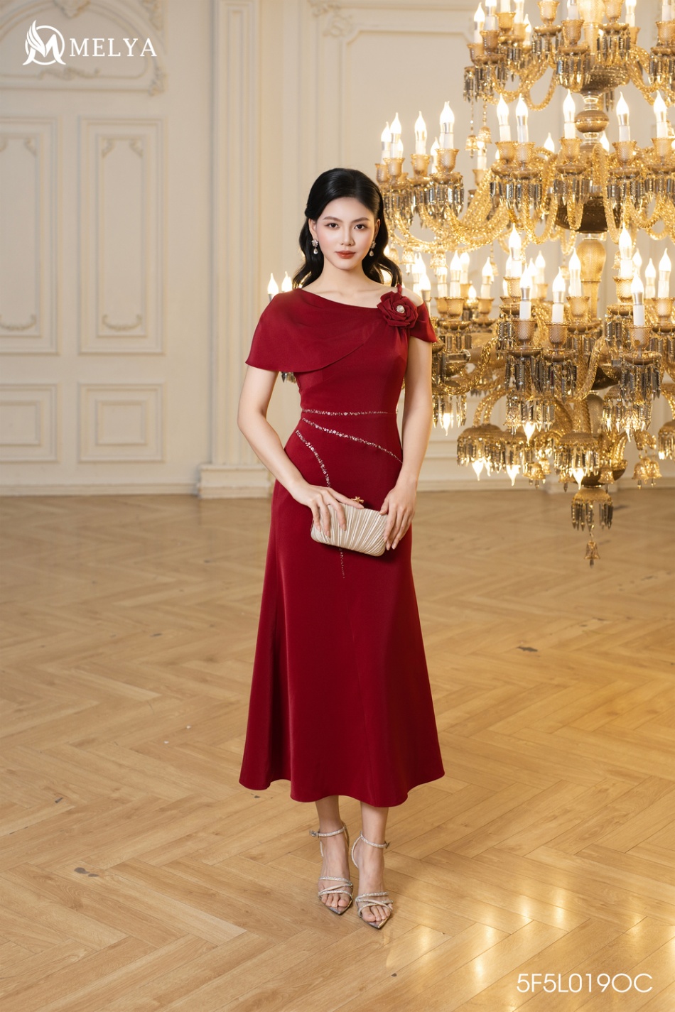 Đầm lệch vai - Wine dress - Đỏ rượu vang