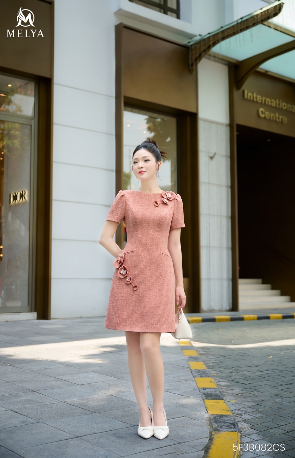 Đầm A - The rosé tweed dress - Cam đào