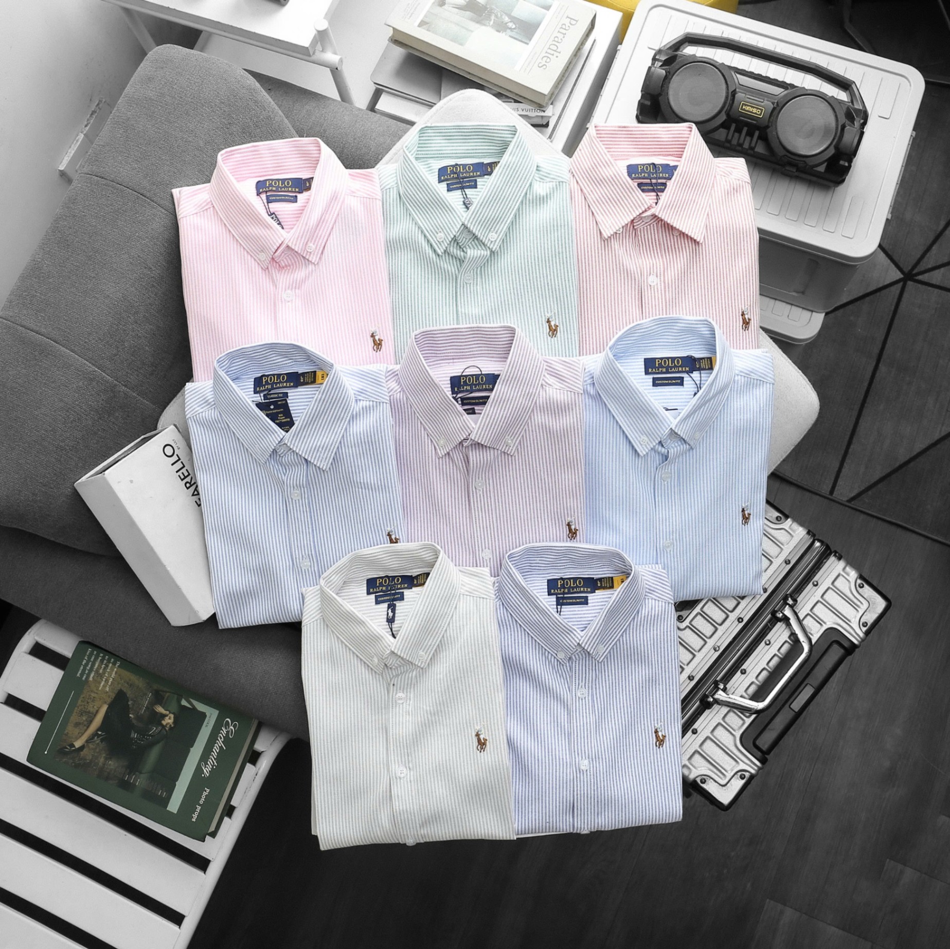 Sơ Mi Tay Dài Polo Sọc Nhí
