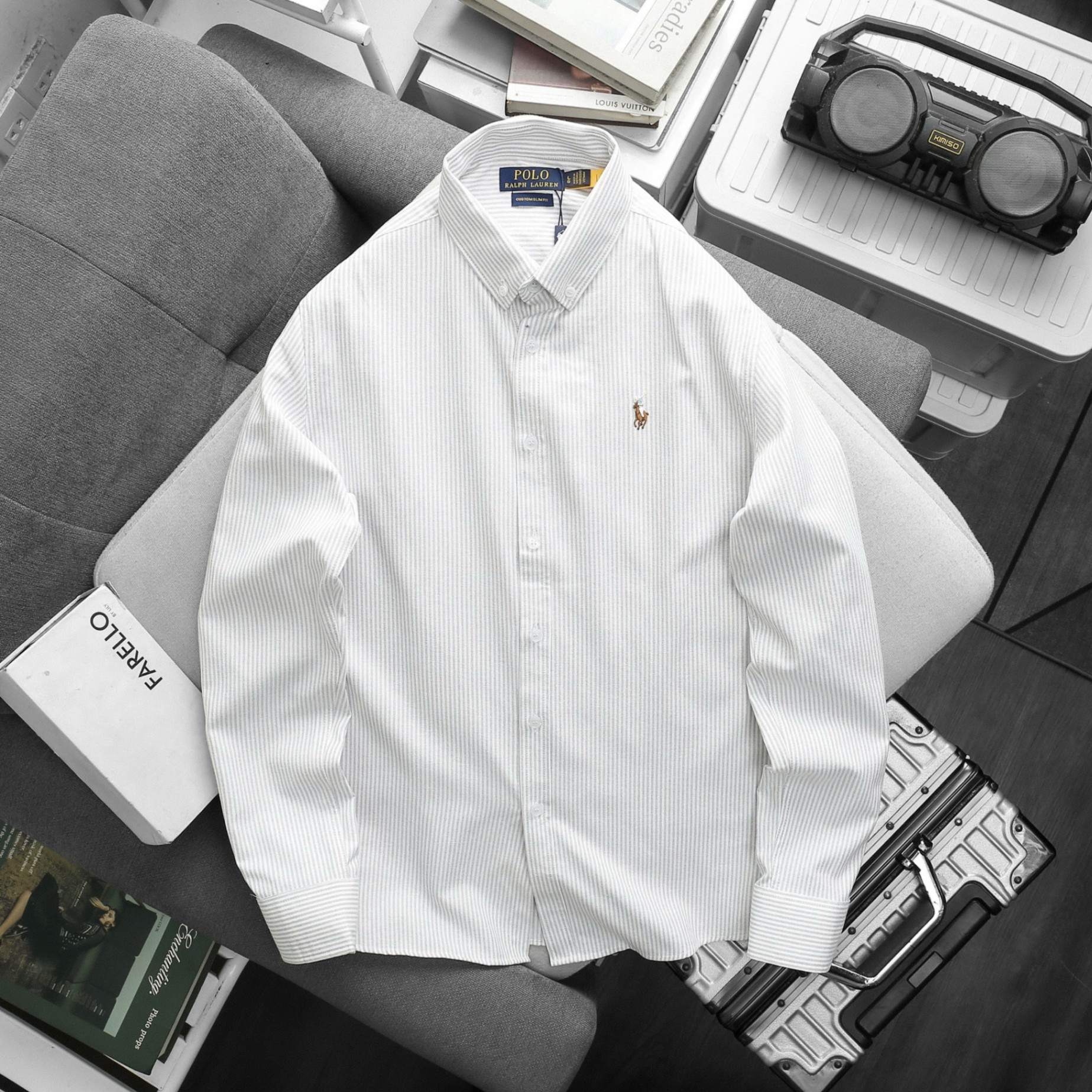 Sơ Mi Tay Dài Polo Sọc Nhí