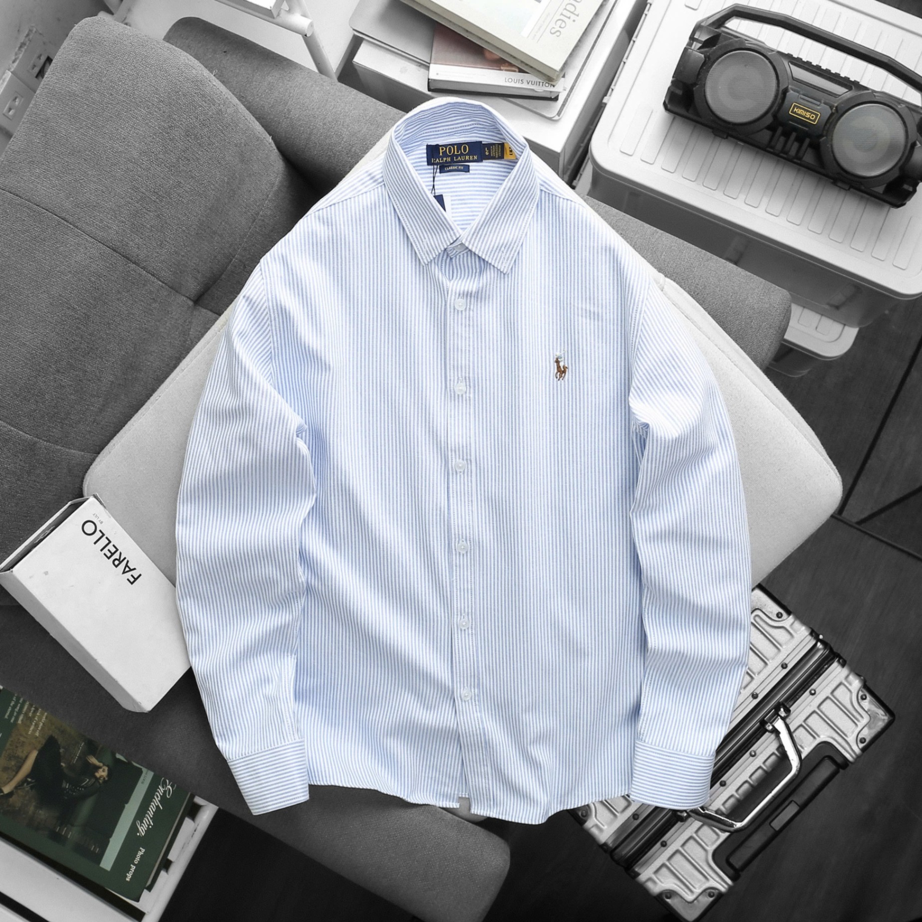 Sơ Mi Tay Dài Polo Sọc Nhí