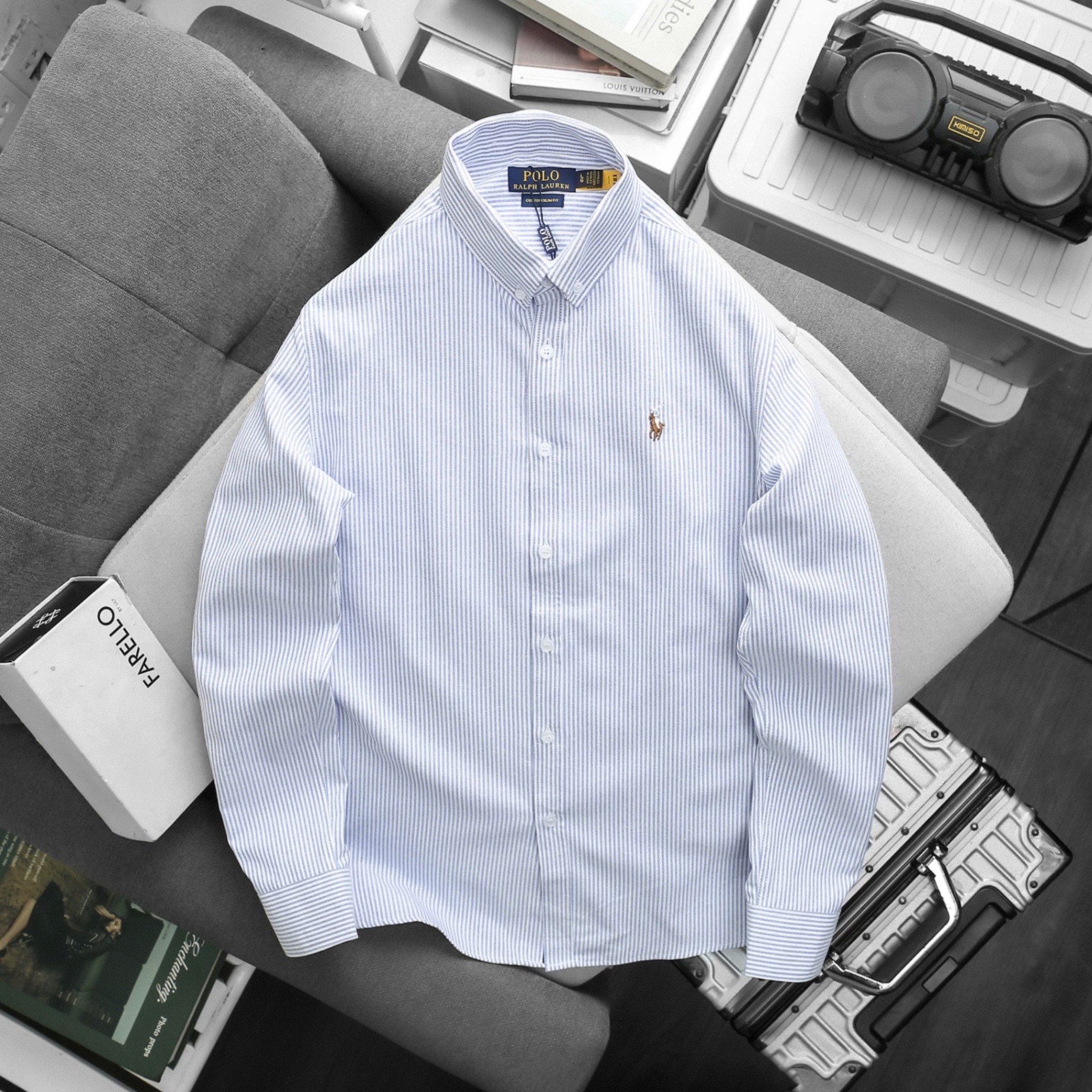 Sơ Mi Tay Dài Polo Sọc Nhí