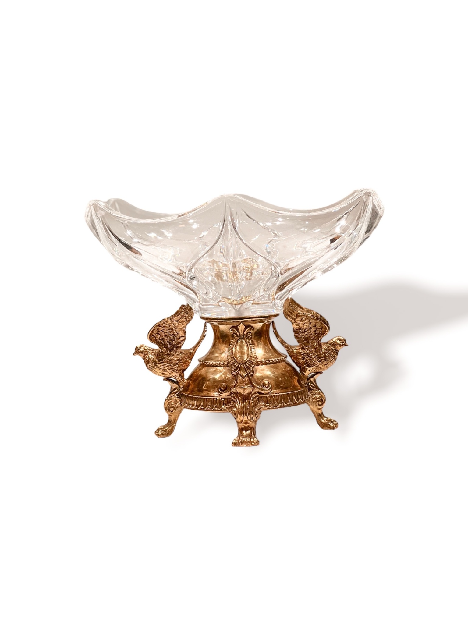 Fruit bowl with brass base - Dĩa đựng trái cây chân bằng đồng thau 26x24,5x20 W23