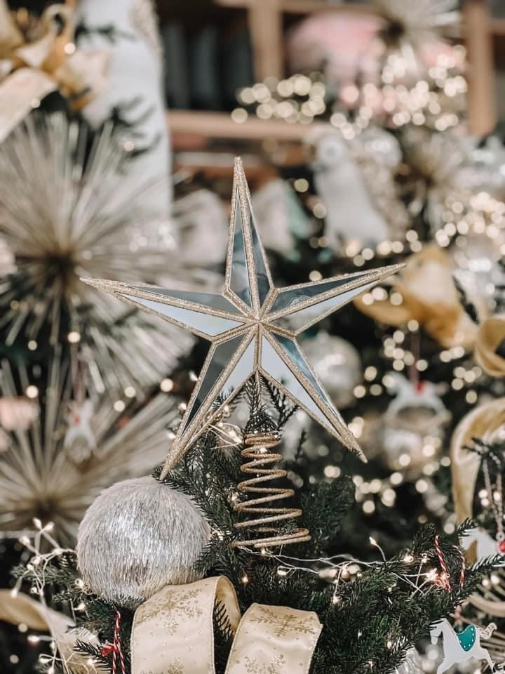 Plastic Mirror Star Tree Topper 28x6,5x31cm W23 - Ngôi Sao Treo Đỉnh Cây Thông 28x6,5x31cm