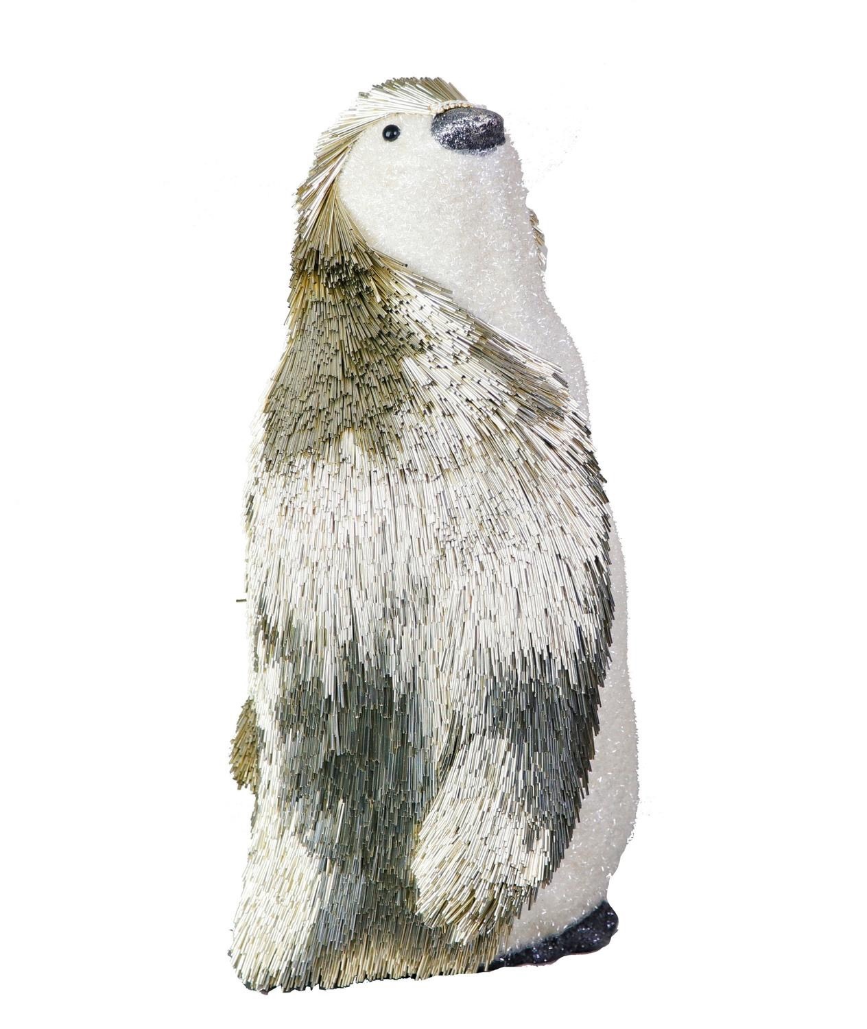 Champange Gold & White Fabric Penguin 26x24x49 cm W23 - Chim Cánh Cụt Nhung Màu Vàng Champange & Trắng 26x24x49cm