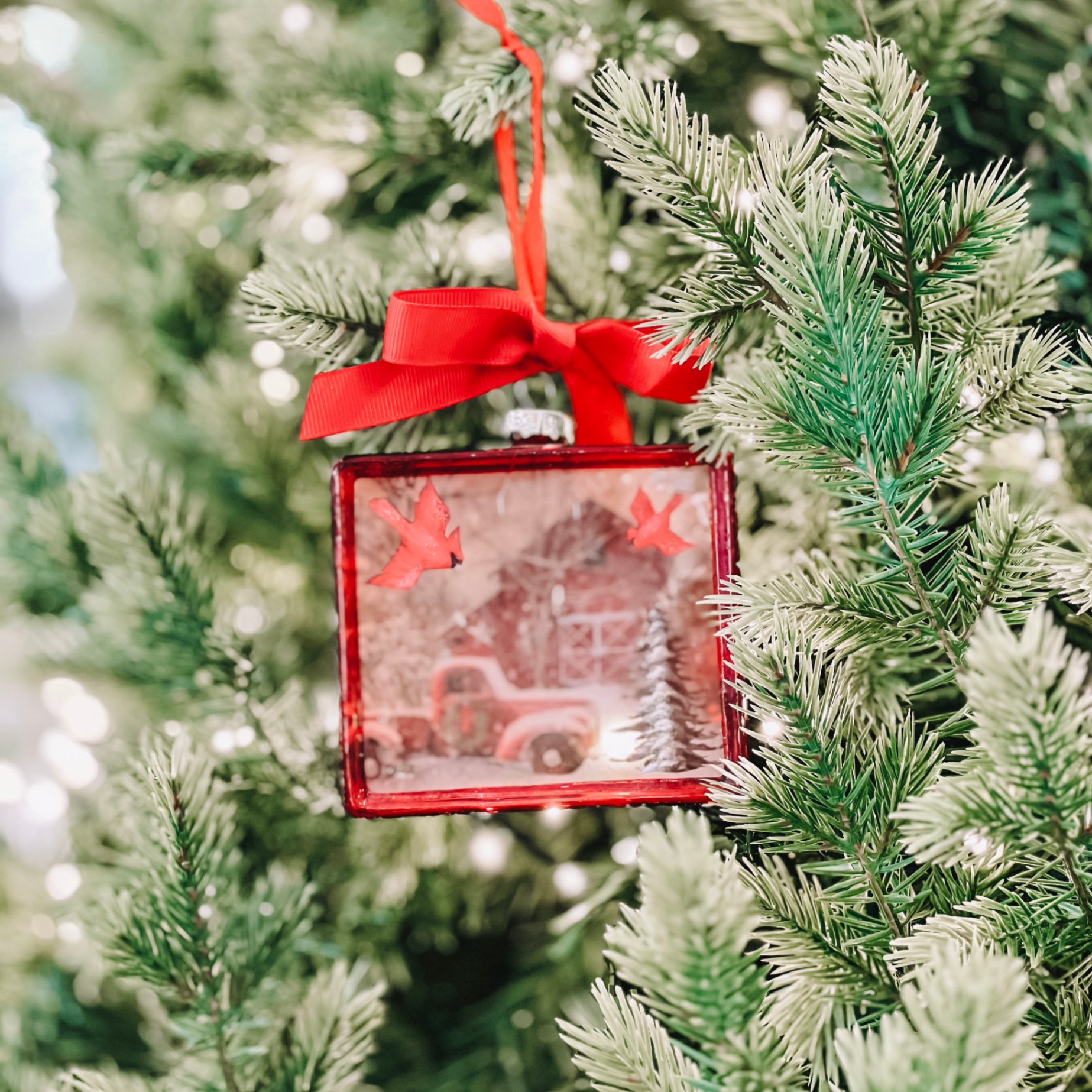 Glass Photo Ornament 10cm W23 - Đồ Treo Hình Tấm Thiệp Thủy Tinh 10cm