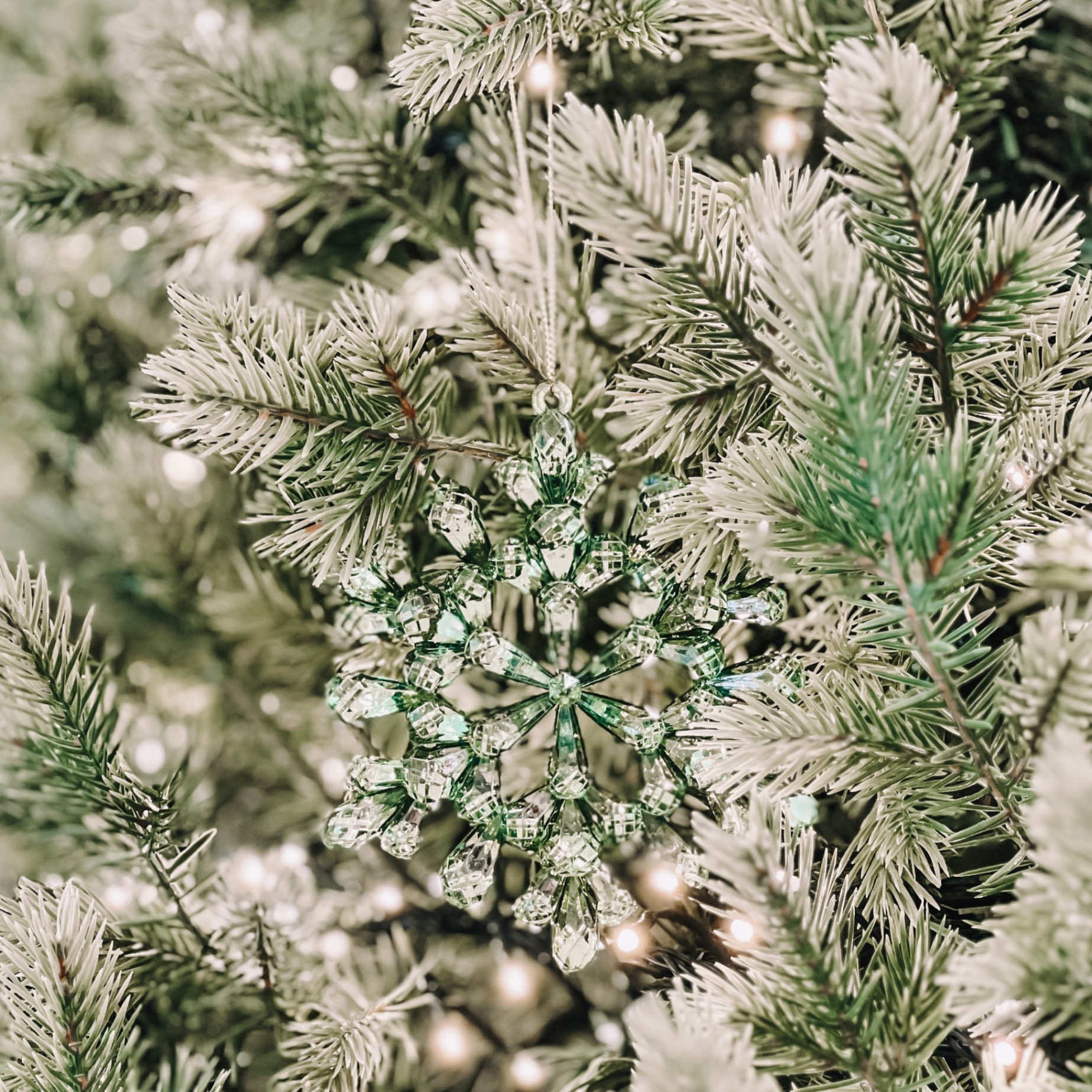 Green Mirror Snowflake Ornament W23 - Đồ Treo Hình Bông Tuyết Màu Xanh Ngọc