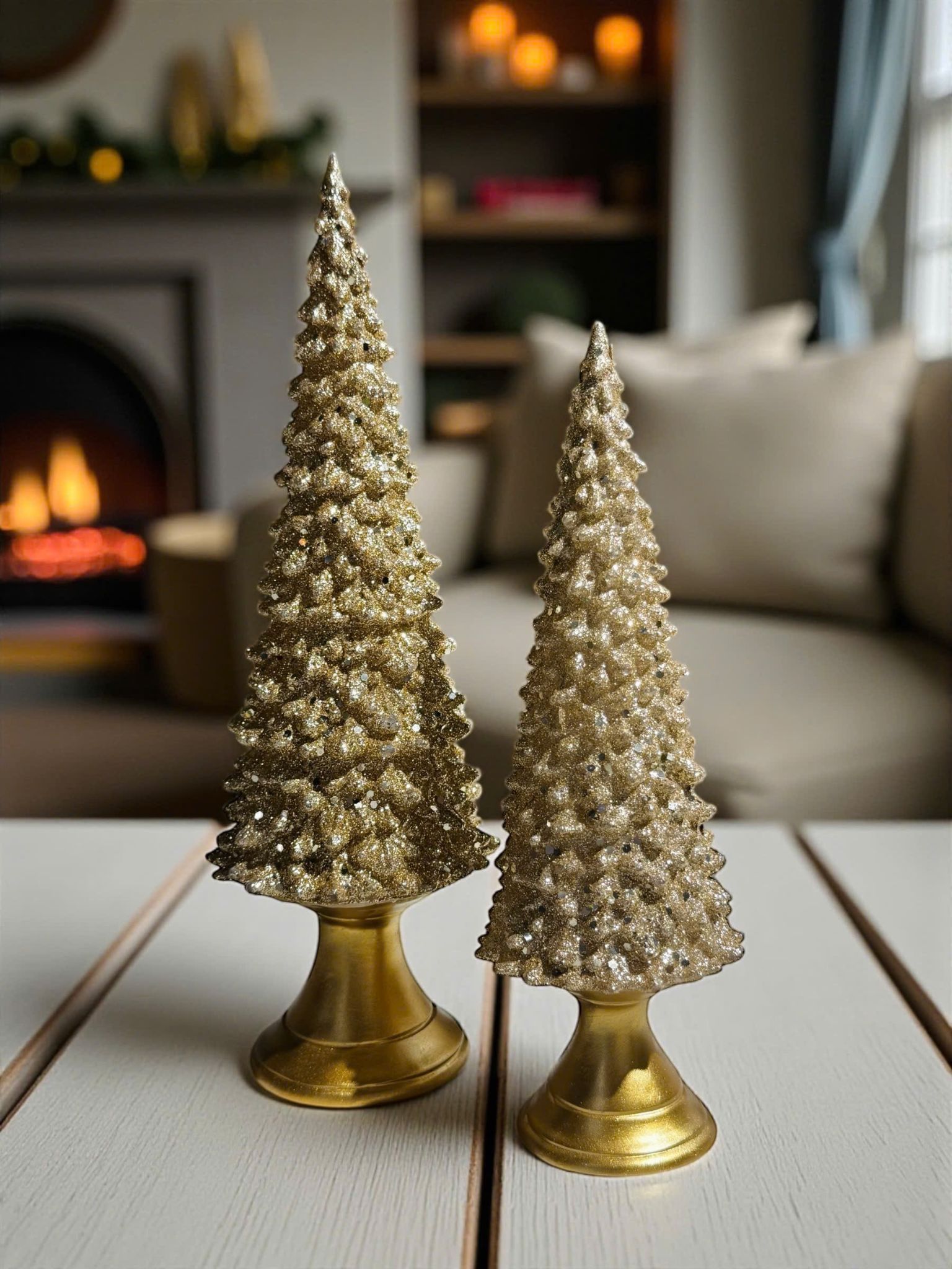 Christmas Tree In Gold Glaze H28cm - Cây Thông Vàng W25