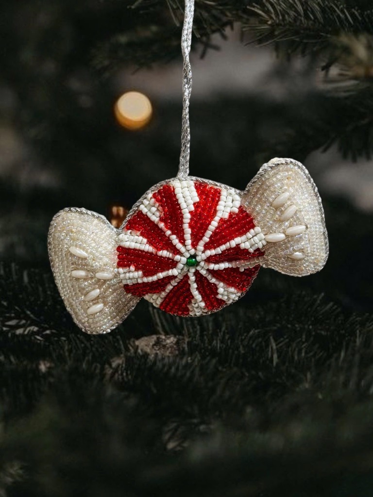 Bead Embroidered Candy Ornament
