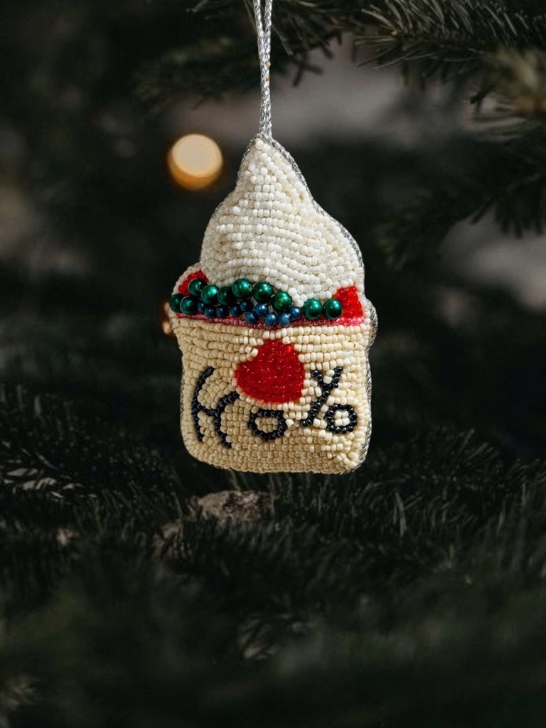 Bead Embroidered Icecream Ornament