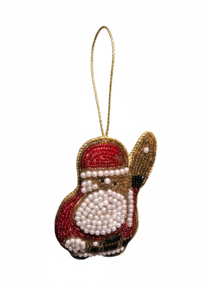 Bead Embroidered Santa Ornament