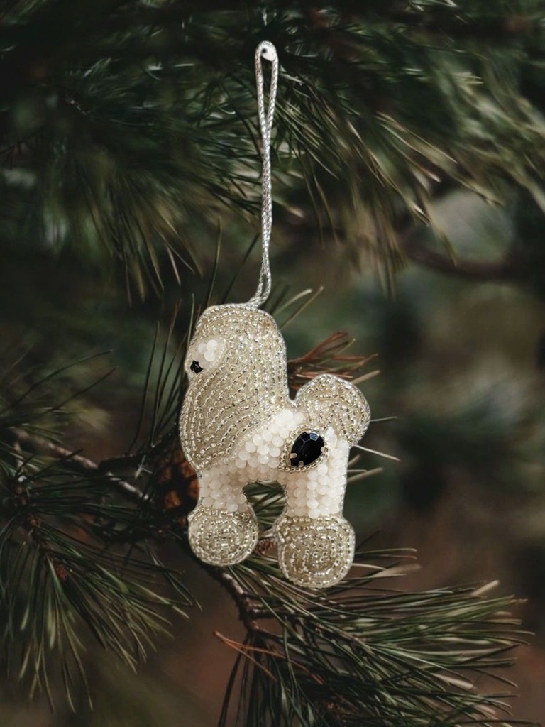 Beaded Embroidered Lion Ornament