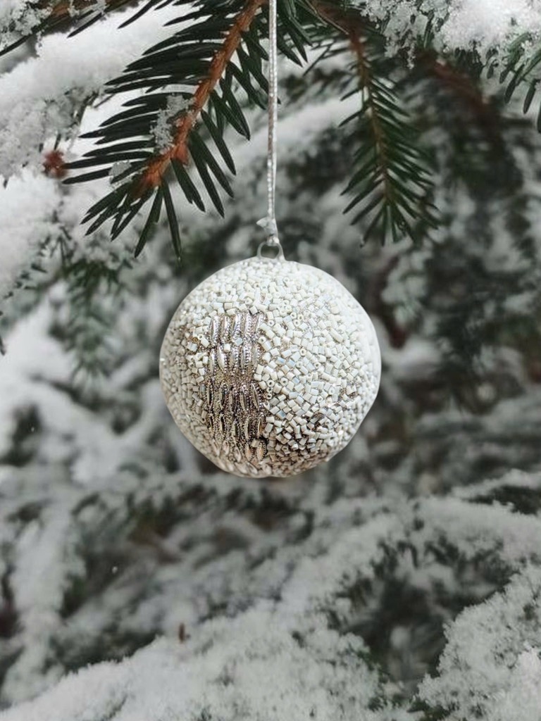 Beaded Glitter Ball Ornament - Quả Châu Đính Hạt