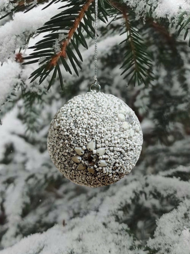 Beaded Glitter Ball Ornament
