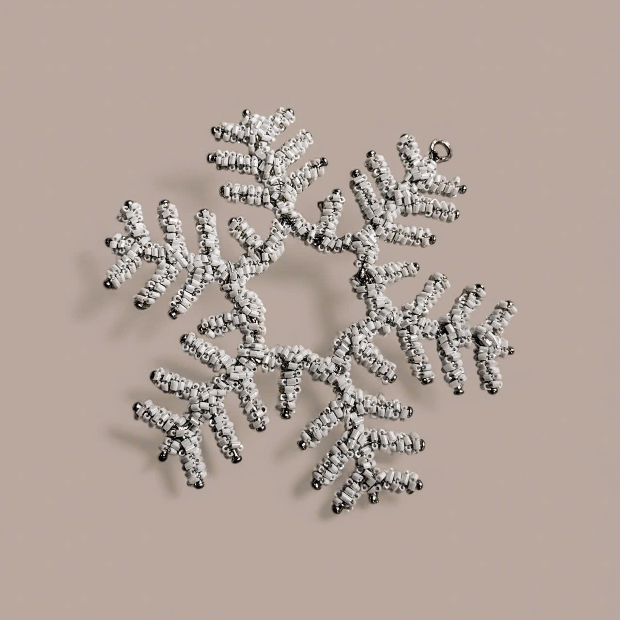 Beaded Snowflake Ornament - Hoa Tuyết Đính Hạt Trắng