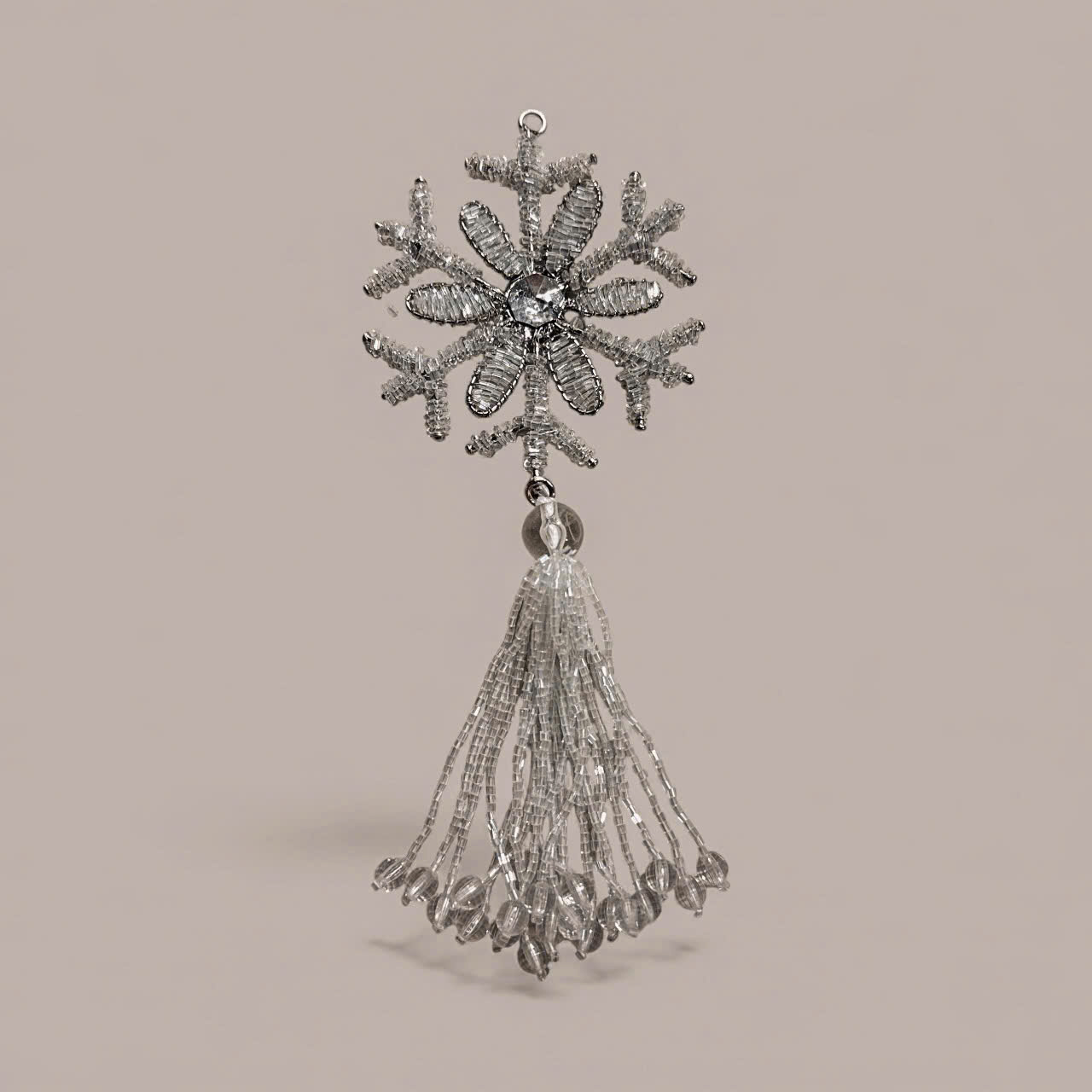 Beaded Snowflake Tassel Ornament - Hoa Tuyết Belem