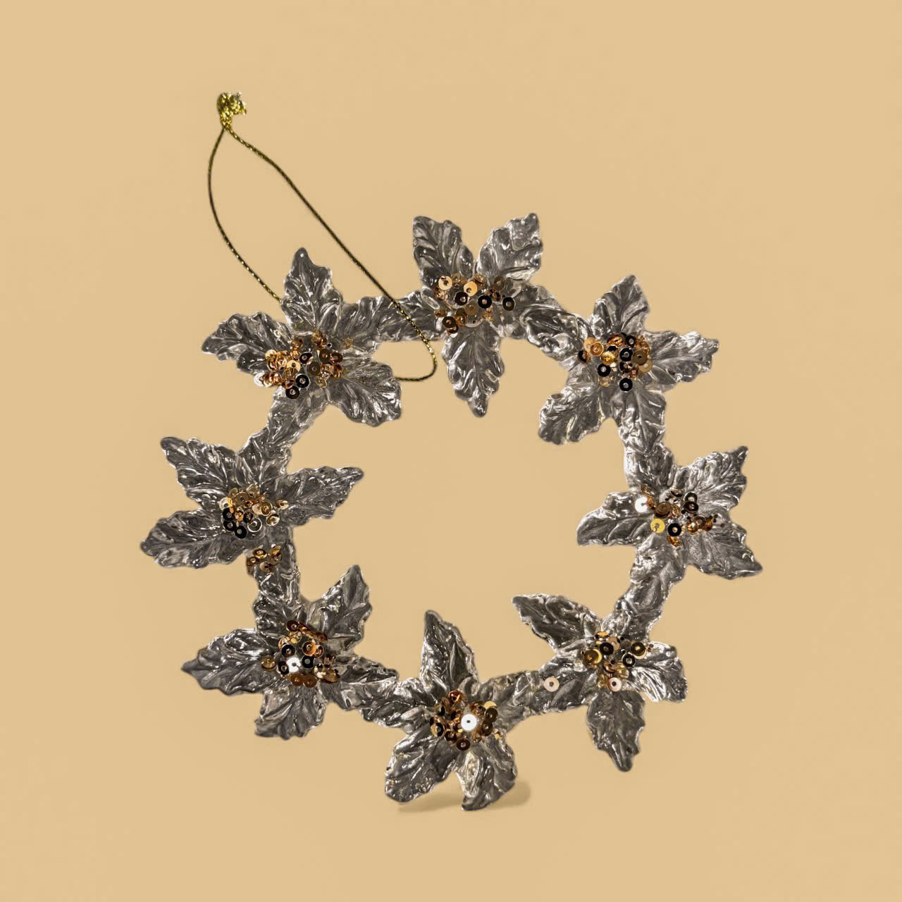 Christmas Wreath Clear - Vòng Nguyệt Quế Nhũ Vàng