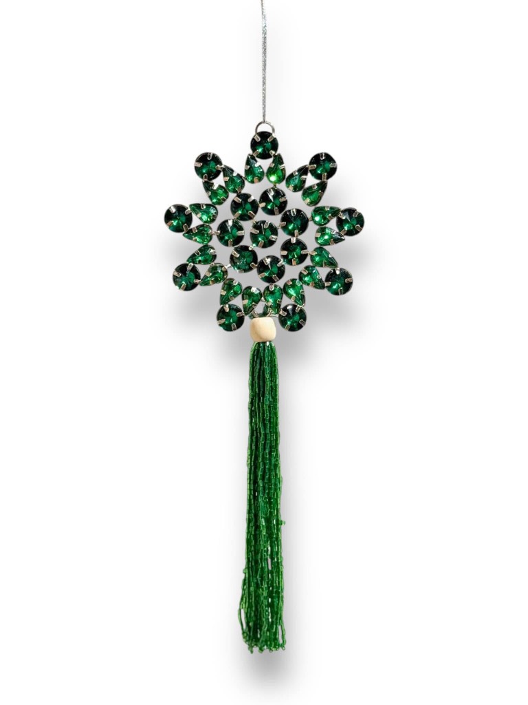 Crystal Snowflake with Tassel Ornament