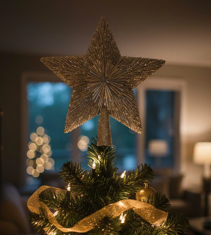 Decorative Silver Plush Fabric Star - Ngôi Sao Nhung Bạc 24x24x5CM