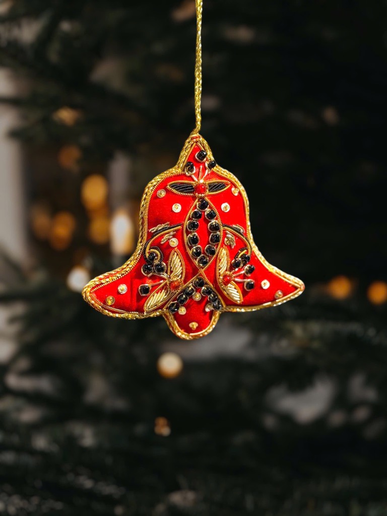 Fabric Embrodered Bell Ornament