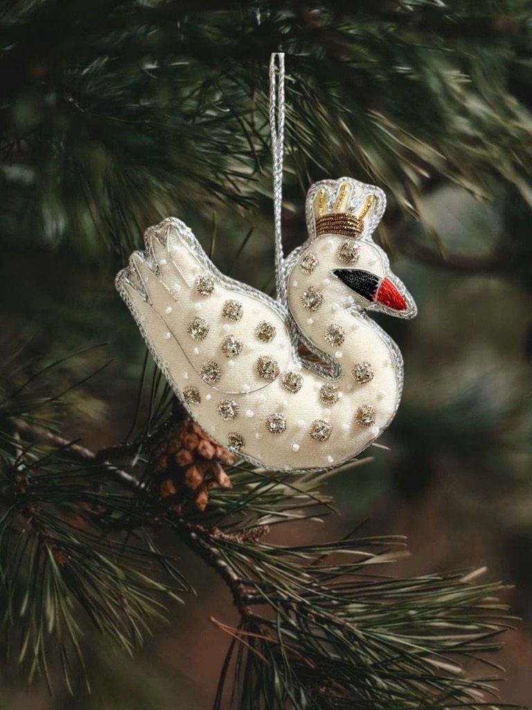 Fabric Embroidered Bied ornament