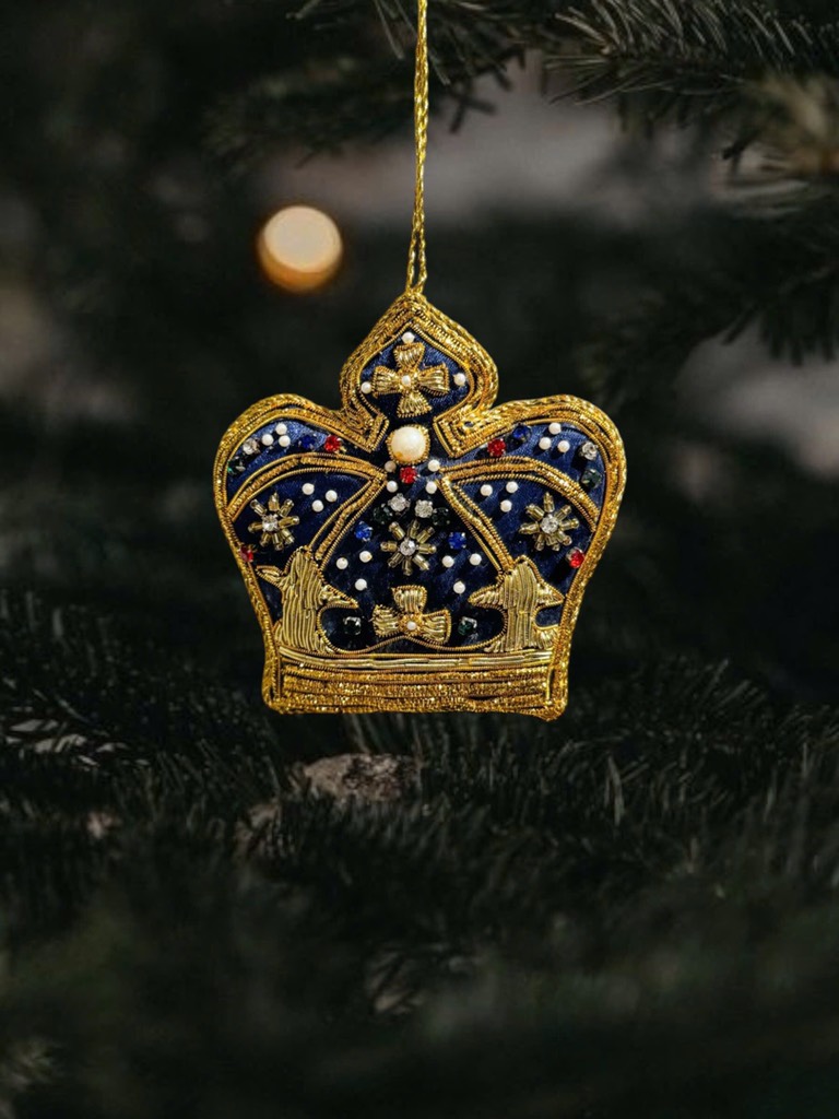 Fabric Embroidered Crown Ornament