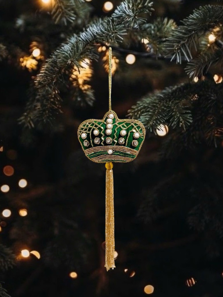 Fabric Embroidered Crown Tassel Ornament