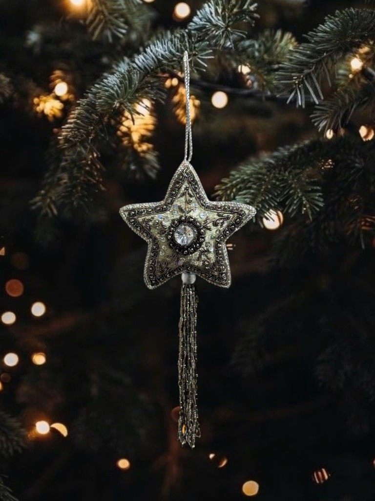 Fabric Embroidered Star Tassel Ornament- Ngôi Sao Đính Hạt Cùng Tassel