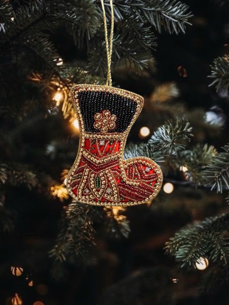 Fabric Embroidered Stocking Ornament
