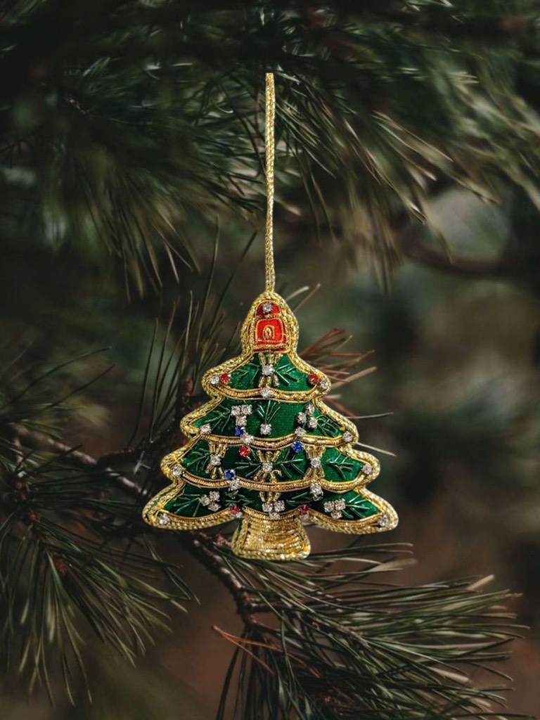 Fabric Embroidered Tree Ornament