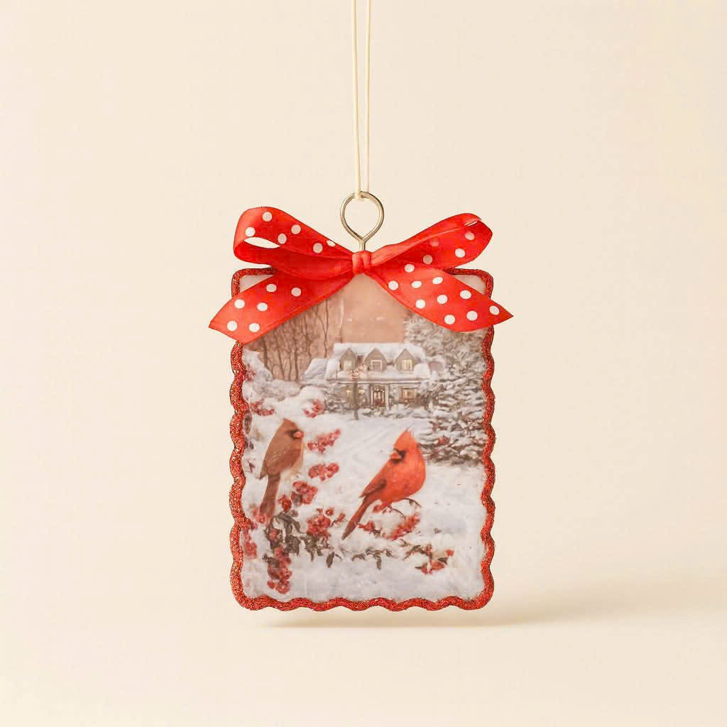 Glass Photo Ornament - Đồ Treo Hình Tấm Thiệp Thủy Tinh 13CM