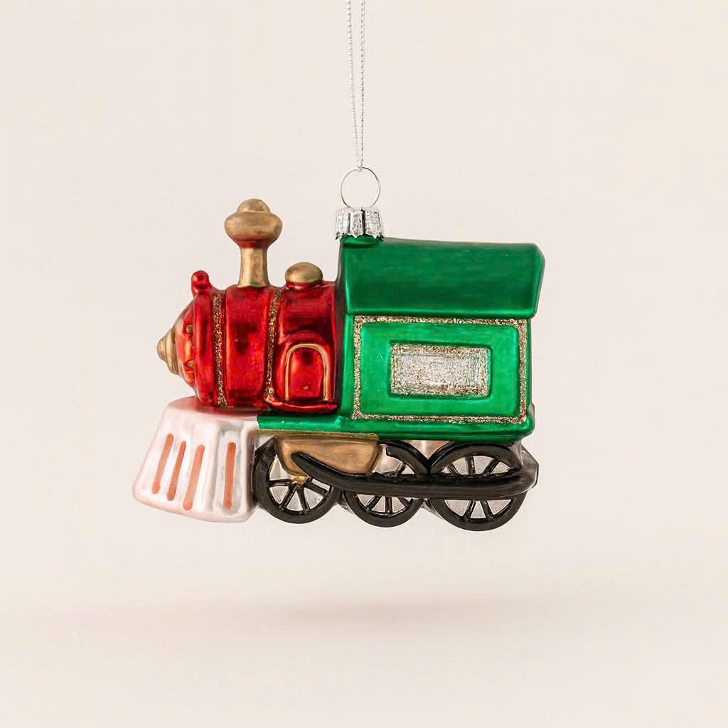 Glass locomotive Ornament - Đồ Treo Hình Đầu Xe Lửa Thủy Tinh