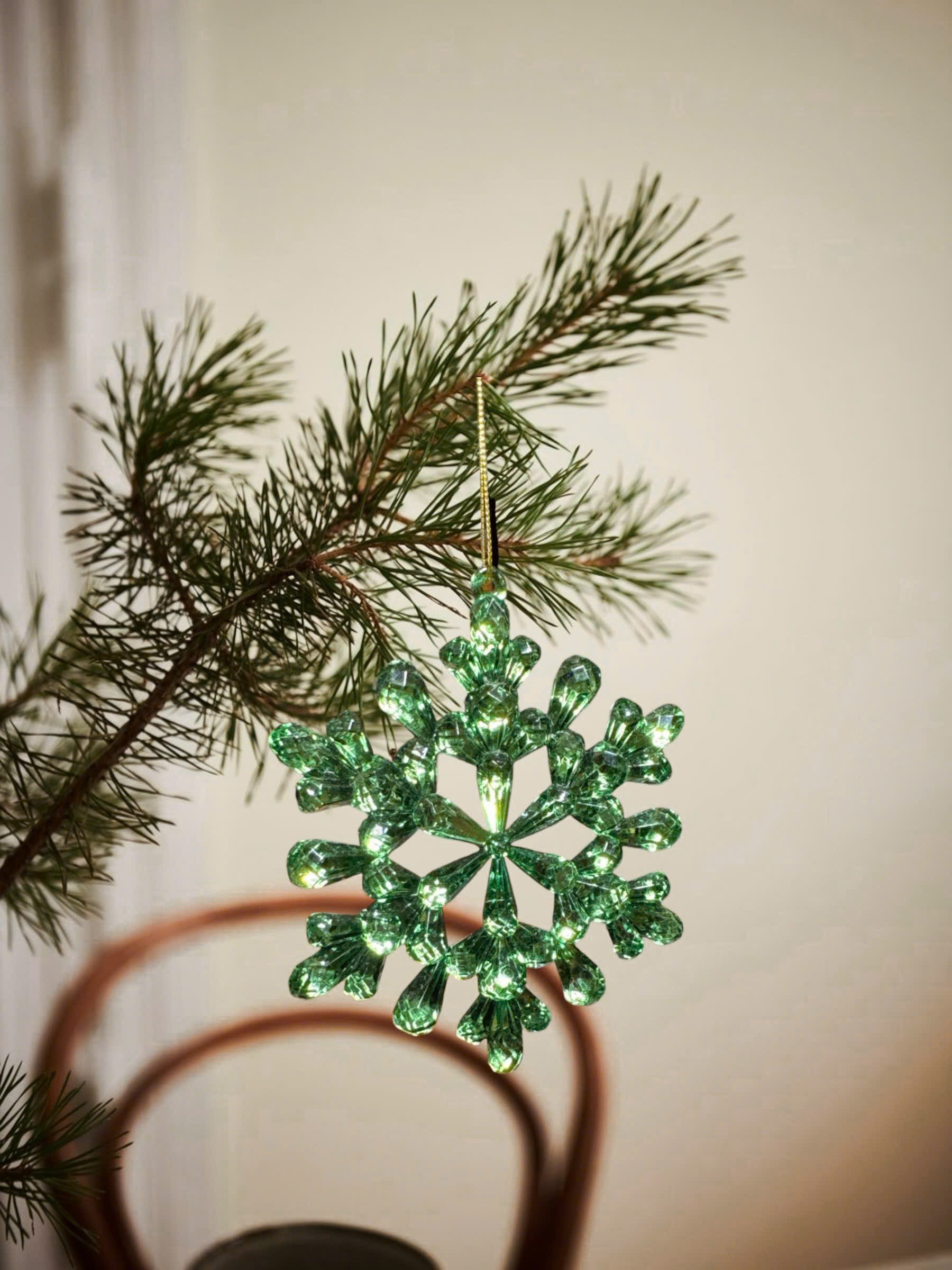 Green Mirror Snowflake Ornament - Đồ Treo Hình Bông Tuyết Màu Xanh Ngọc