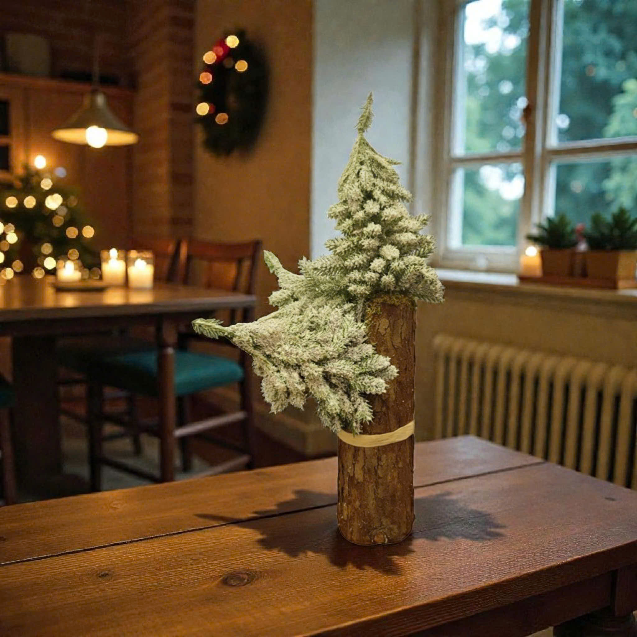 Snowy Pinecone Table - Cây Thông Tuyết Để Bàn