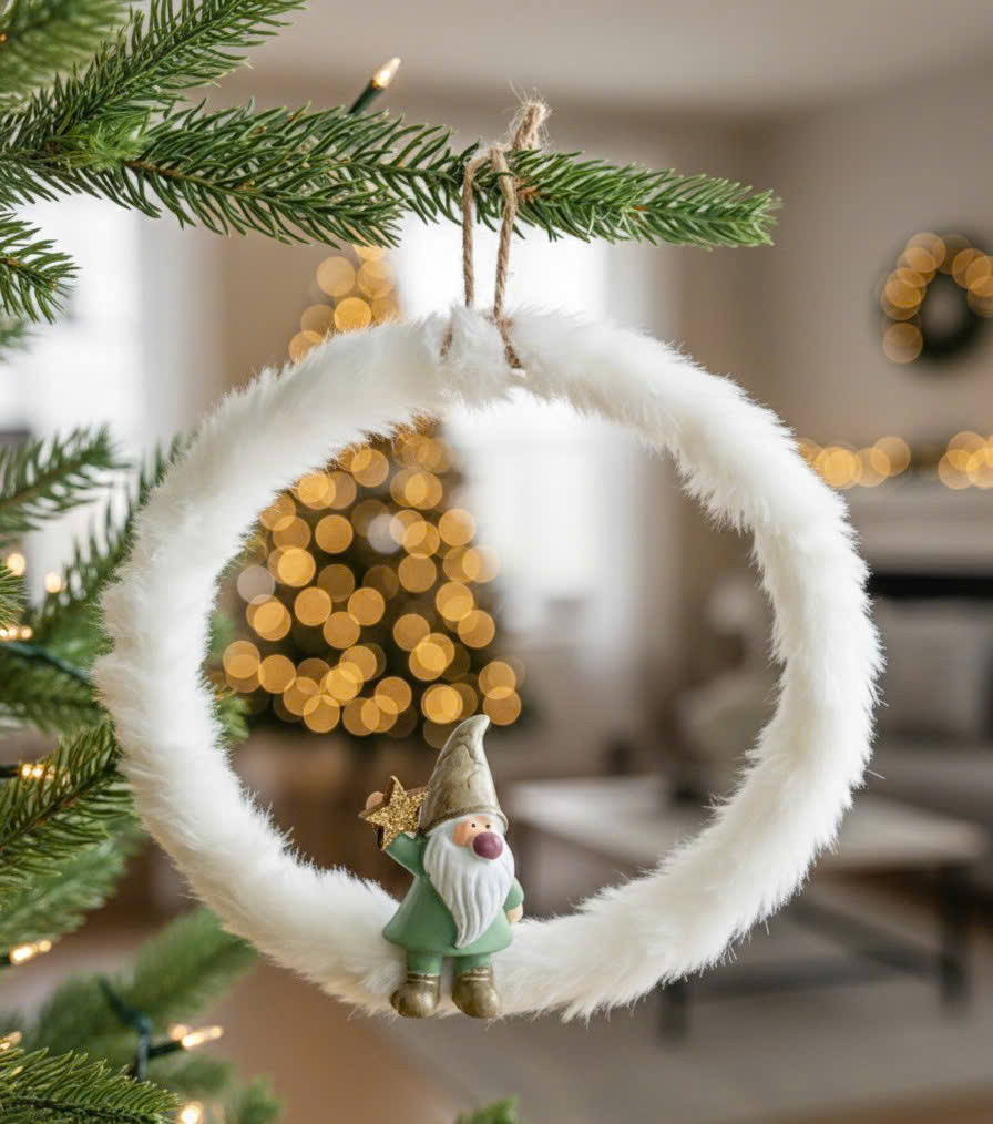 White Fur Circle - Đồ Treo Vòng Tròn 13*13CM