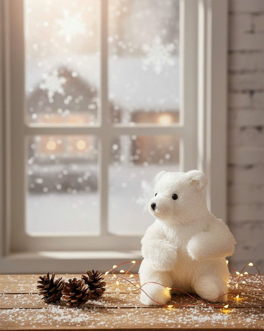 White Plush Fabric Bear - Gấu Trắng Nhung 29x28x29CM