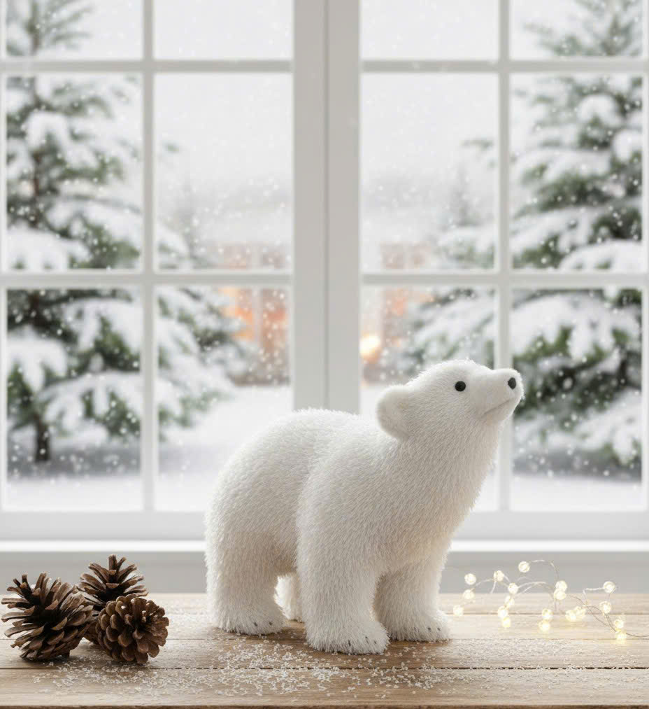 White Plush Fabric Bear Size - Gấu Trắng Nhung 35x18x28CM
