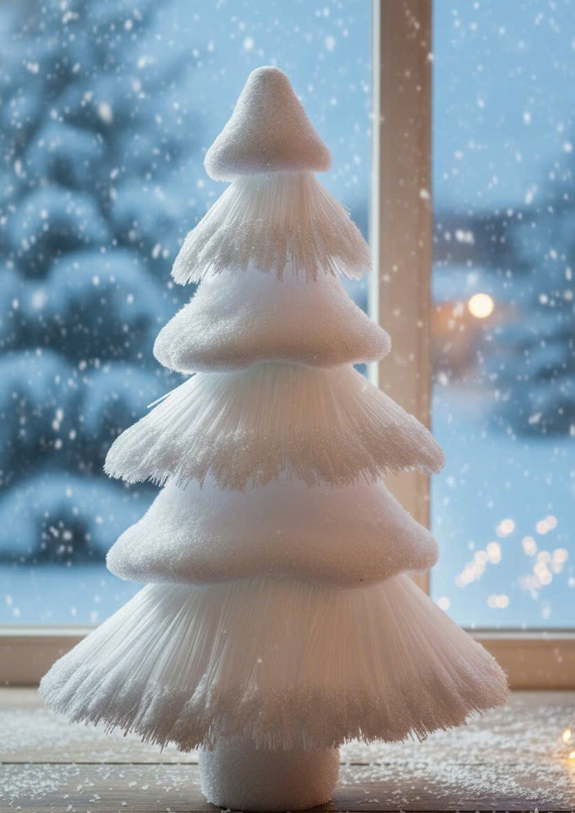 White Plush Fabric Pine Tree Size L - Cây Thông Nhung Màu Trắng Size L