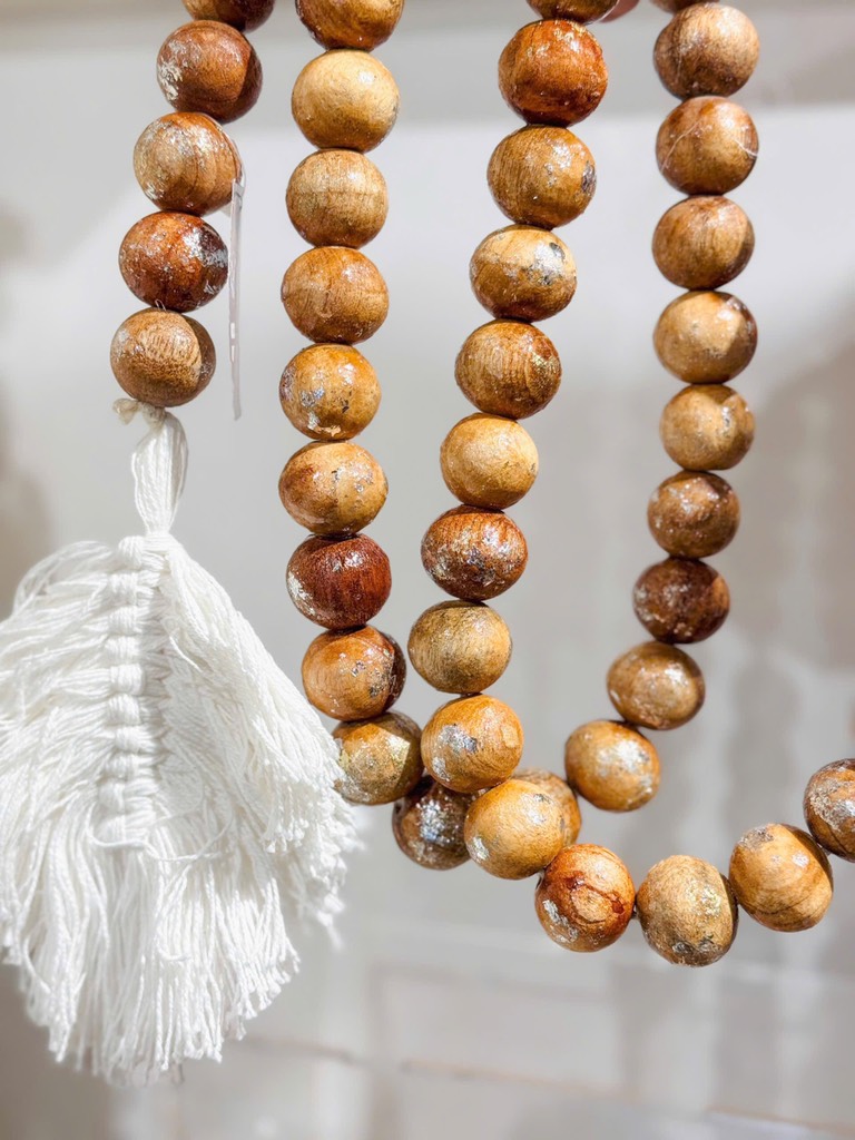 Wooden Bead Foiled Garland Tassel