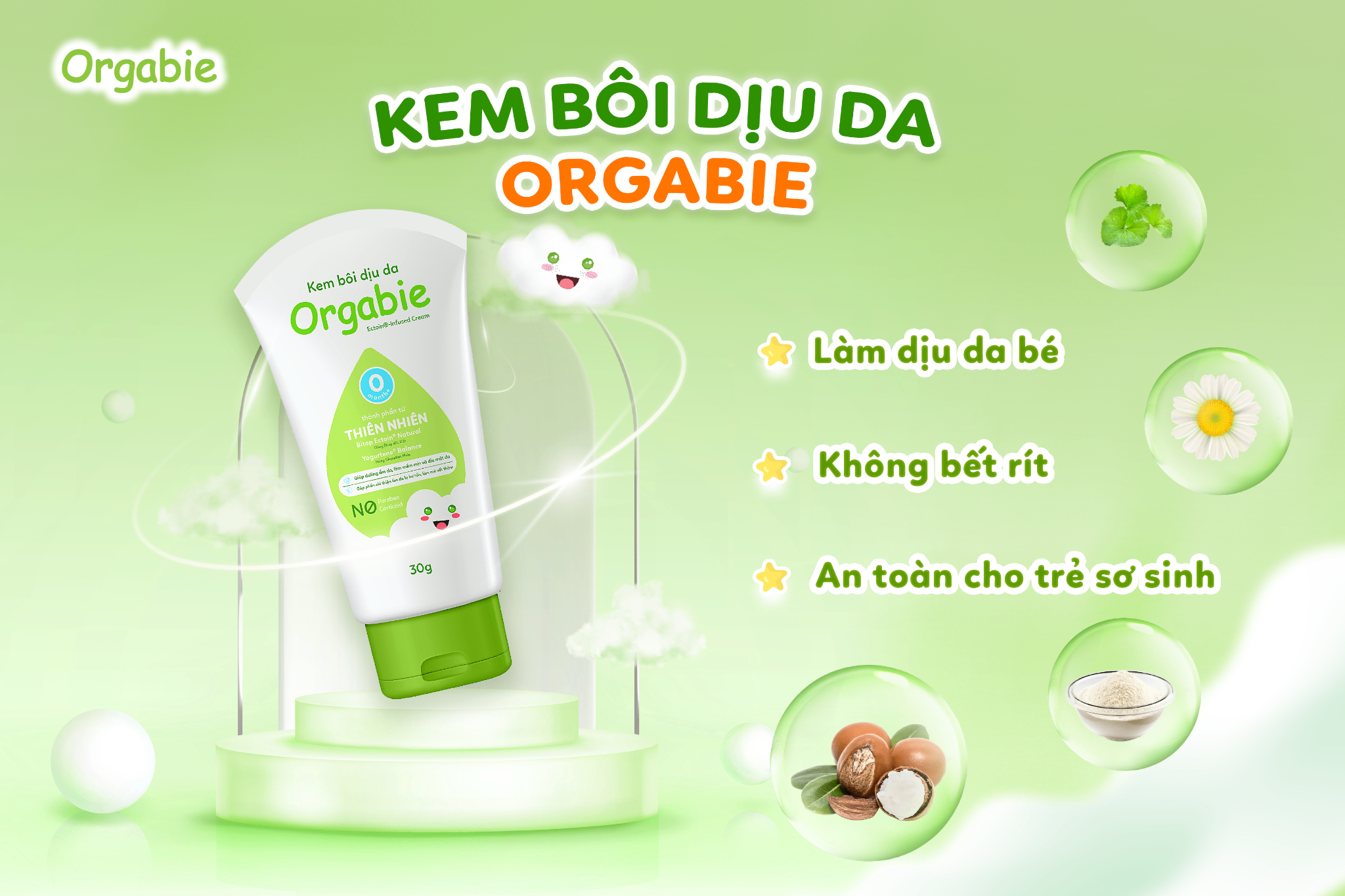Kem bôi dịu da an toàn cho trẻ sơ sinh Orgabie