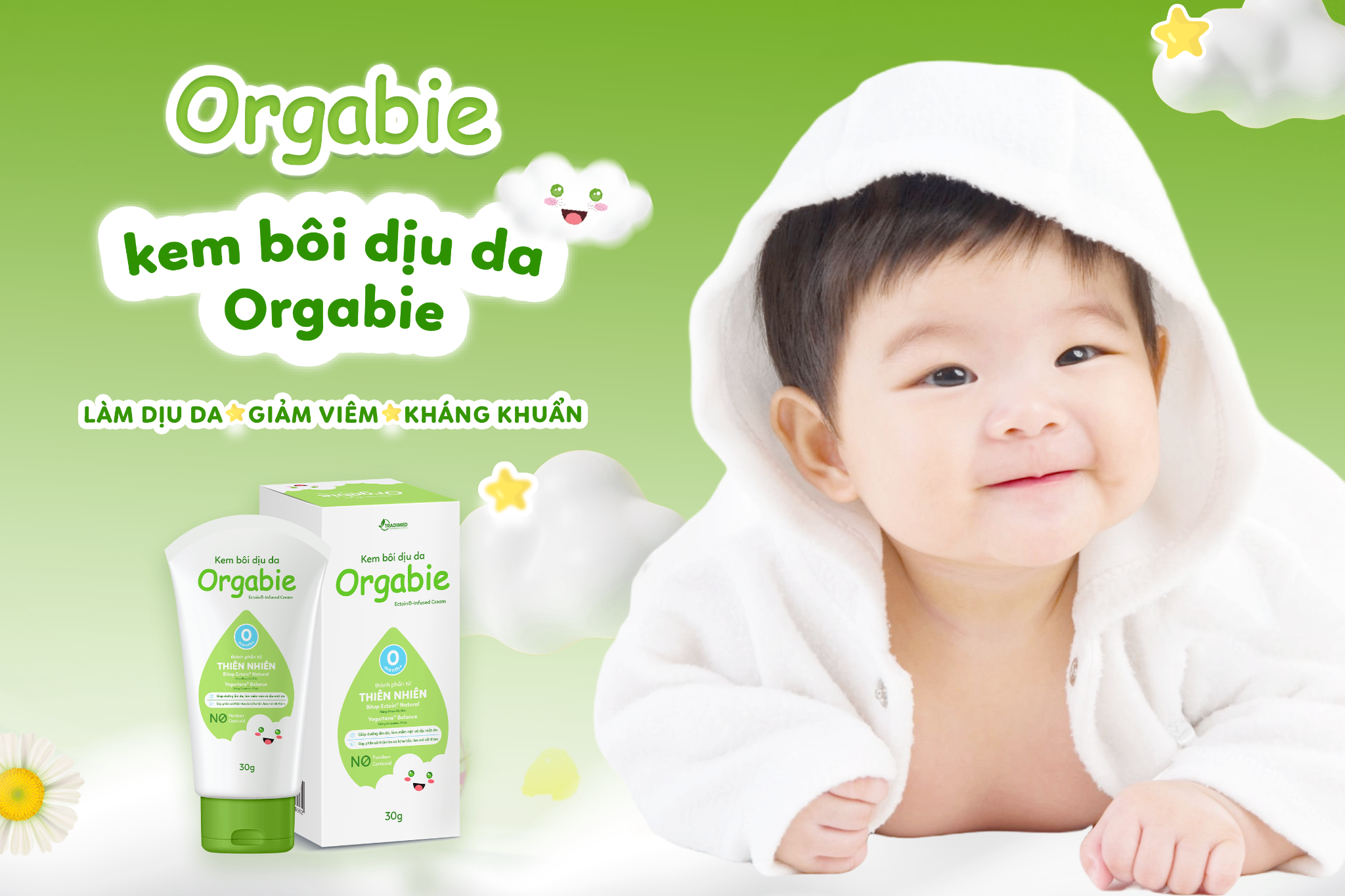 Kem bôi Orgabie cho bé - Làm dịu vết rôm sảy