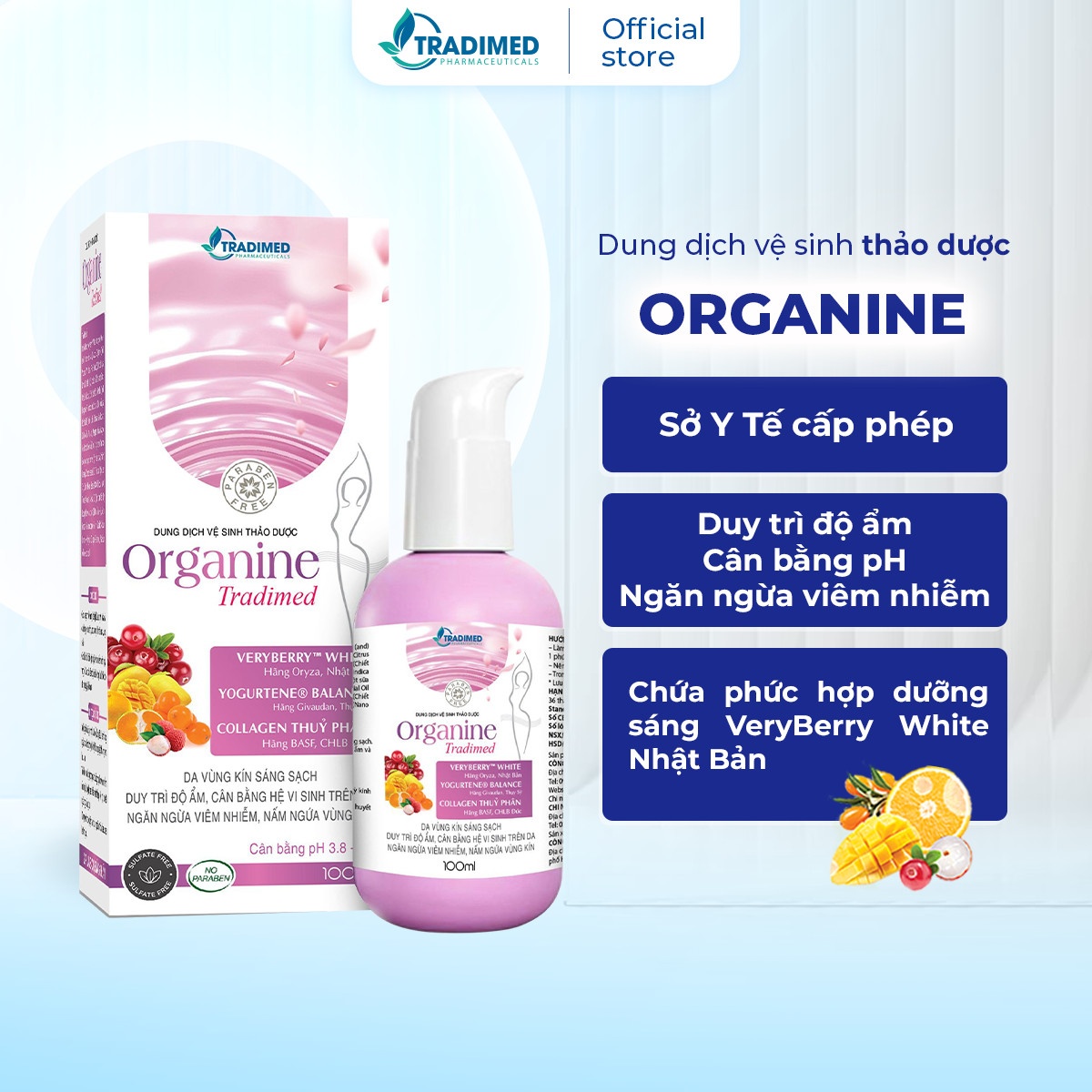 Dung dịch vệ sinh thảo dược Organine Tradimed 100ml