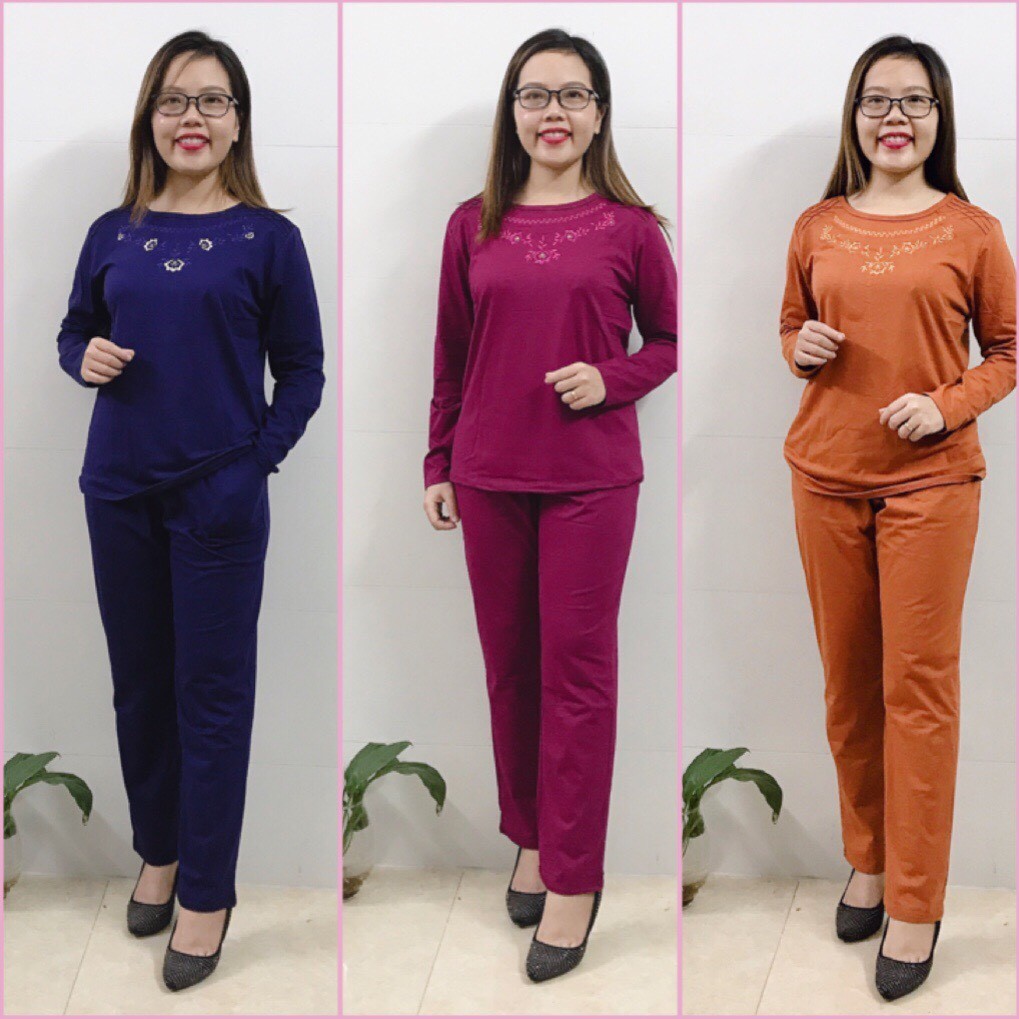 Bộ Cotton thêu hoa