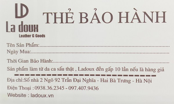 Thẻ bảo hành đồ da cao cấp tại Ladoux