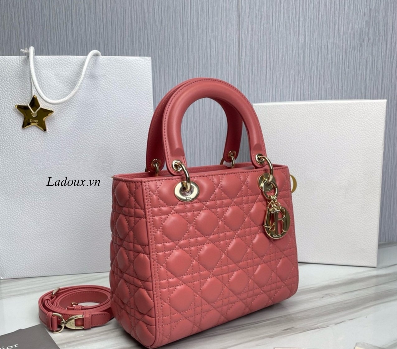 Túi Lady Dior màu hồng