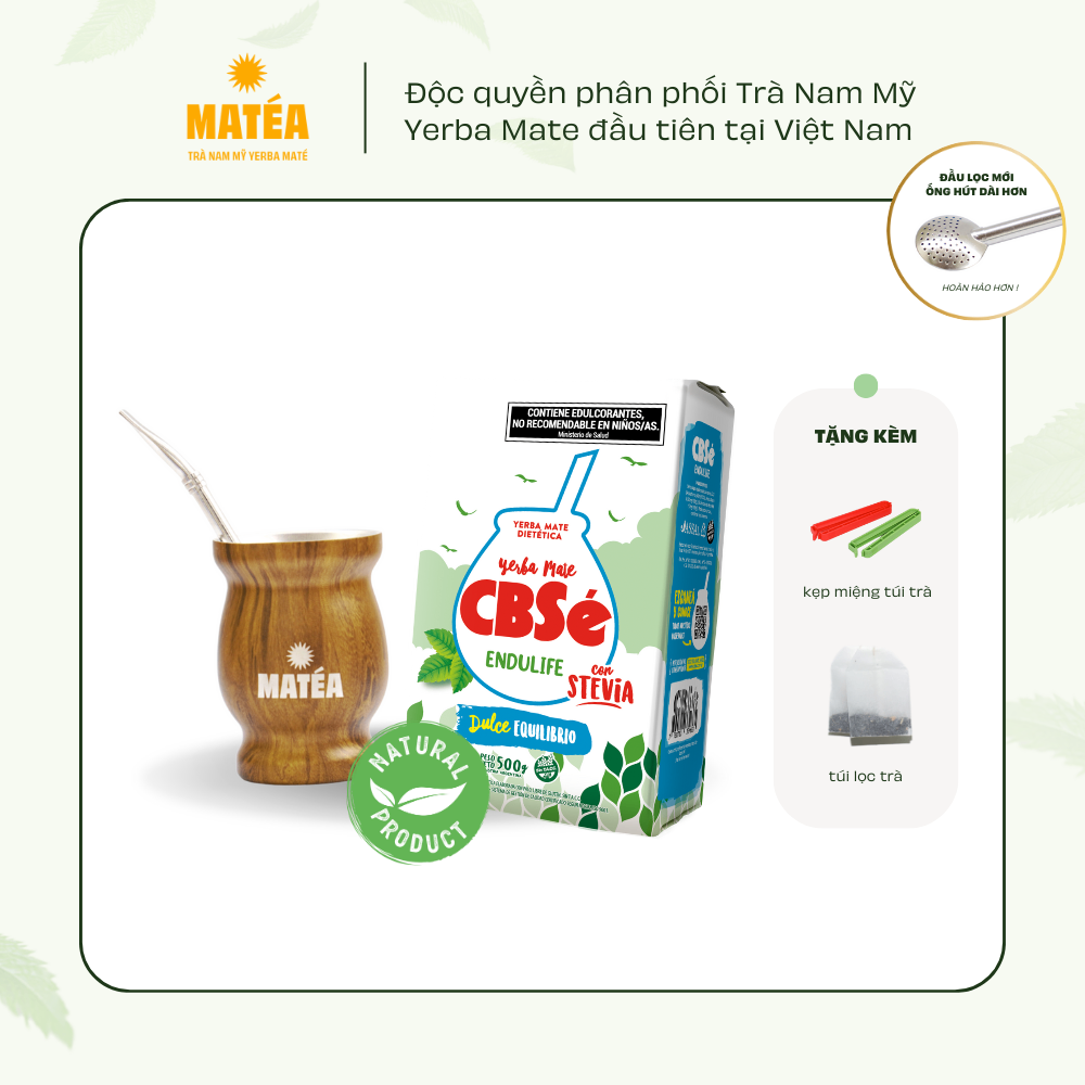 Combo Trà CBSe vị Cỏ Ngọt Stevia + Cốc Gourd