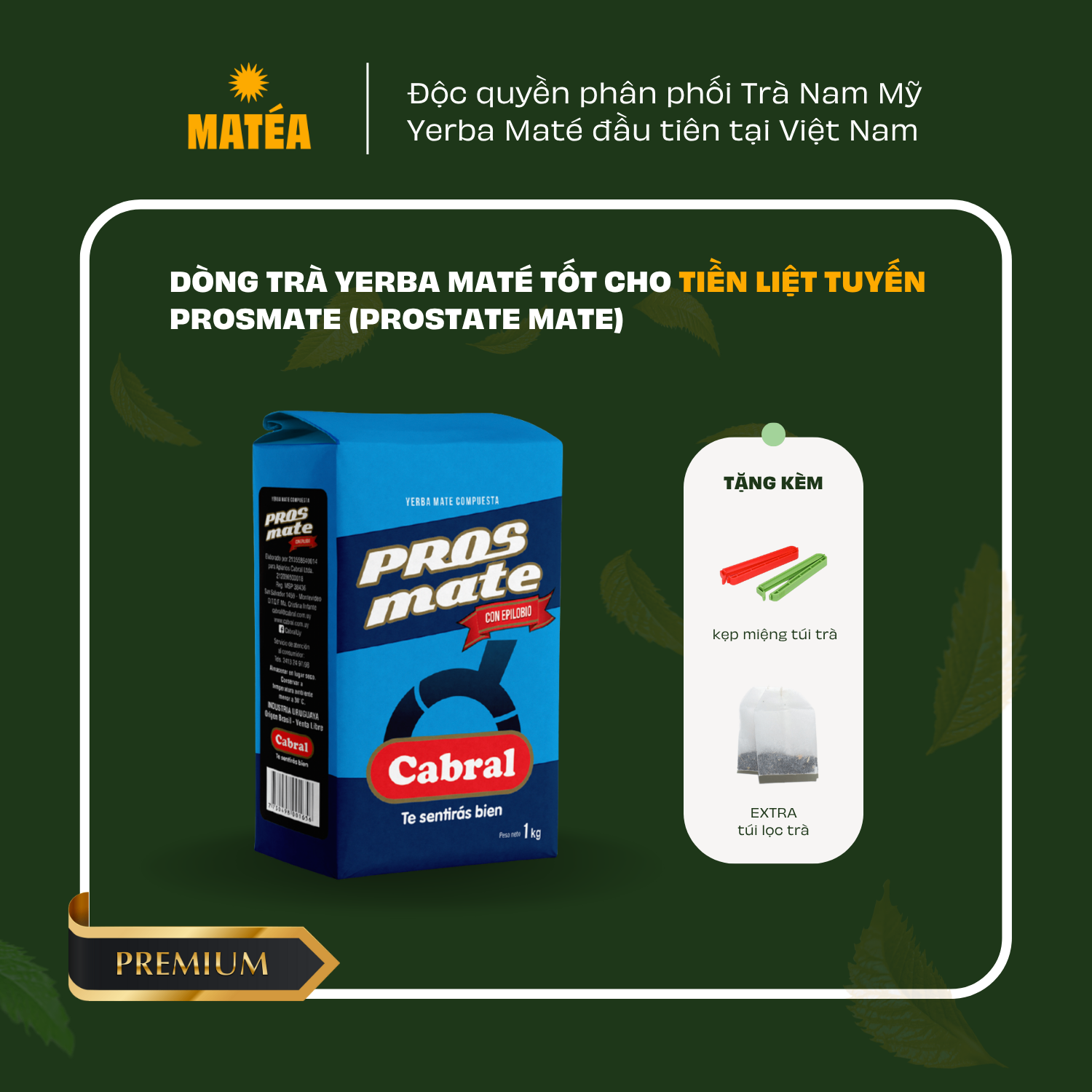 Trà Yerba Mate CABRAL PROS MATE 1kg (hỗ trợ sức khỏe tiền liệt tuyến) - Trà Nam Mỹ